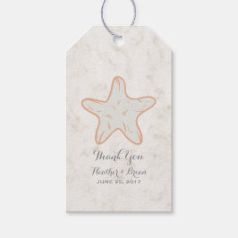 Oranje Rustic Starfish Wedding Cadeaulabel