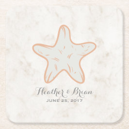 Oranje Rustic Starfish Wedding Kartonnen Onderzetters