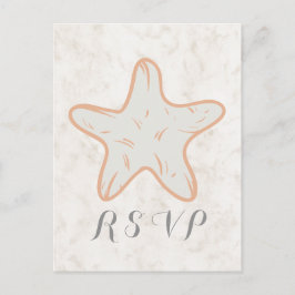 Oranje Rustic Starfish Wedding RSVP Briefkaart
