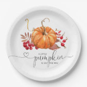 Oranje rustieke herfst pompoen baby shower papieren bordje (Voorkant)