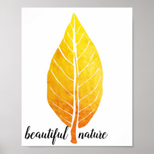 Oranje Rustisch blad Natuur Love Art Paint Poster