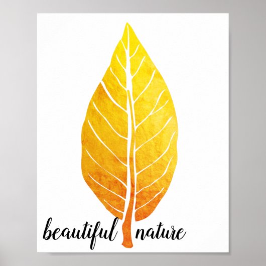 Oranje Rustisch blad Natuur Love Art Paint Poster (Voorkant)