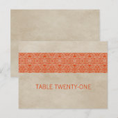 Oranje Rustisch Lace Table Number Briefkaart (Voorkant / Achterkant)