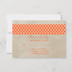 Oranje Rustische Quatrefoil Response Kaart