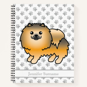 Oranje Sable Pomeranian Cartoon Hond & Aangepaste Notitieboek