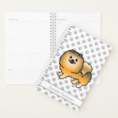 Oranje Sable Pomeranian Cartoon Hond & Aangepaste Planner (Display)