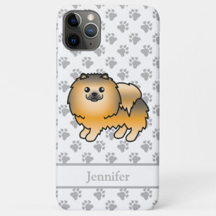 Oranje Sable Pomeranian Cute Cartoon Dog & Name Case-Mate iPhone Case