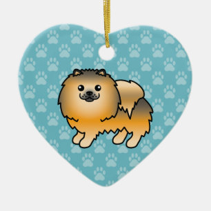 Oranje Sable Pomeranian Hond Cartoon Illustratie Keramisch Ornament