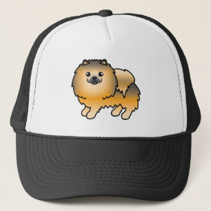 Oranje Sable Pomeranian Hond Cartoon Illustratie Trucker Pet
