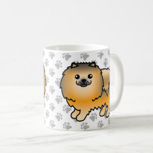 Oranje Sable Pomeranian Lieve Cartoon Hond & Pootj Koffiemok