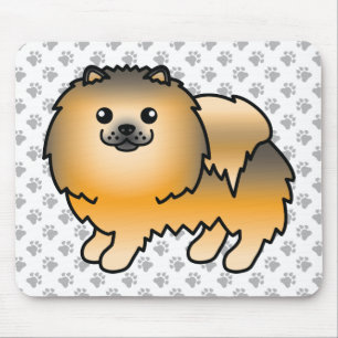 Oranje Sable Pomeranian Lieve Cartoon Hond & Pootj Muismat