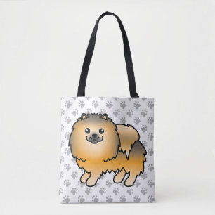 Oranje Sable Pomeranian Lieve Cartoon Hond & Pootj Tote Bag
