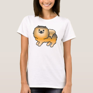 Oranje Sable Pomeranian Lieve Cartoon Hond T-shirt