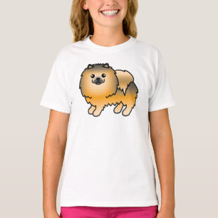 Oranje Sable Pomeranian Lieve Cartoon Hond T-shirt