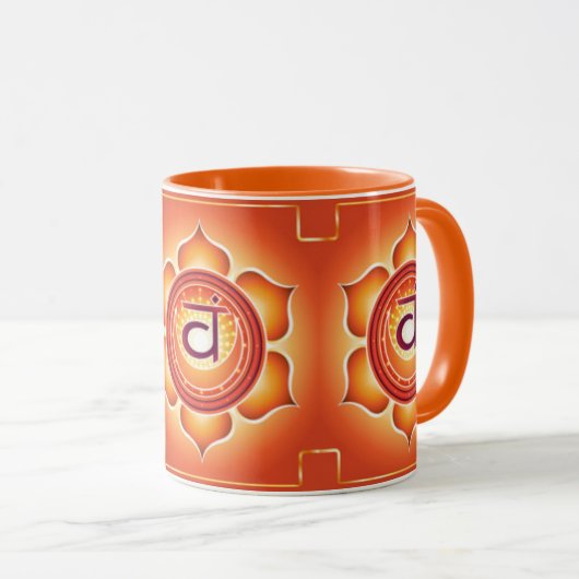 Oranje Sacral Chakra Patter Print Design Mok (Voorkant rechts)