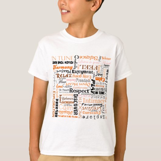 Oranje Sacral Chakra Positieve bevingen T-shirt (Voorkant)