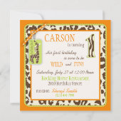 Oranje Safari Giraffe en Cupcake First Birthday Kaart (Achterkant)