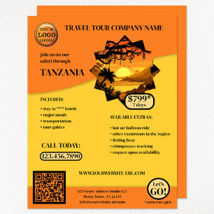 Oranje Safari Travel Sjabloon Flyer