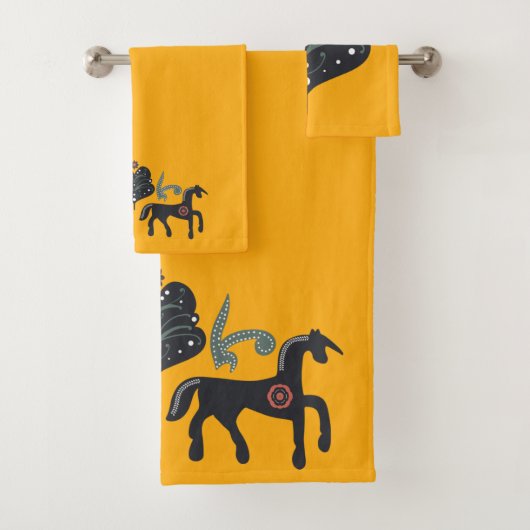 Oranje Saffron- en Scandinavische Patroon Bad Handdoek (Insitu)