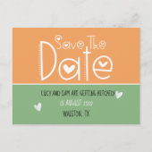 Oranje Sage Green Moderne Typografie Bewaar de Dat Aankondigingskaart