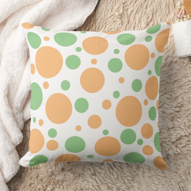 Oranje Sage Green Polka Dots Kussen (Deken)