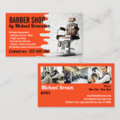 Oranje salon decor-rolstoel  Barbershop Visitekaartje (Voorkant / Achterkant)