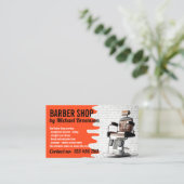 Oranje salon decor-rolstoel  Barbershop Visitekaartje (Staand voorkant)