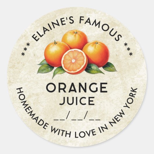 oranje sap bewaart sticker met datum (Voorkant)