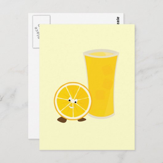 Oranje sap, glas en oranje briefkaart (Voorkant / Achterkant)