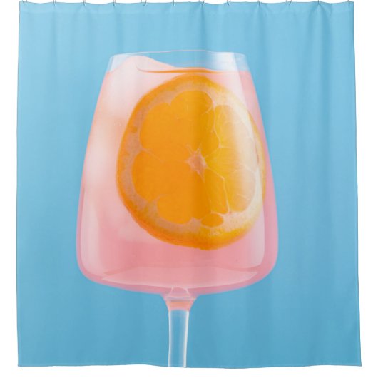 Oranje sap in helder drink glas douchegordijn (Voorkant)