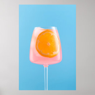 Oranje sap in helder drink glas poster