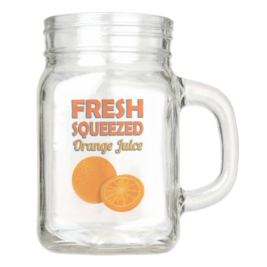 Oranje sap, vers, ingedrukt mason jar (Voorkant)
