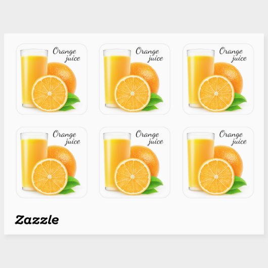 Oranje sap vierkante sticker (Vel)