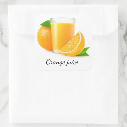 Oranje sap vierkante sticker (Tas)