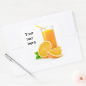 Oranje sap vierkante sticker (Envelop)