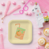 Oranje sapdoos geel papieren bordje (Feest)