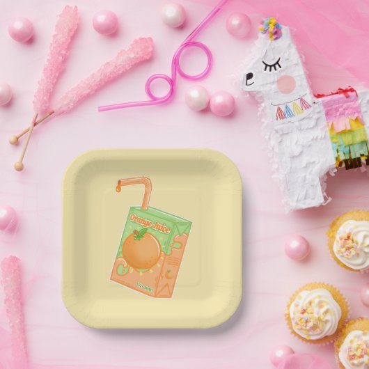 Oranje sapdoos geel papieren bordje (Feest)