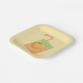 Oranje sapdoos geel papieren bordje (Gebogen)