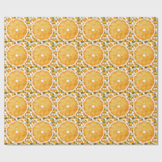 Oranje sappig plezier in het verschiet: fruitthema cadeaupapier (Vlak)