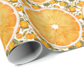 Oranje sappig plezier in het verschiet: fruitthema cadeaupapier (Rol Hoek)