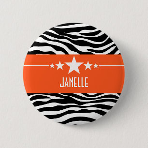 Oranje Sassy Star-Button Ronde Button 5,7 Cm