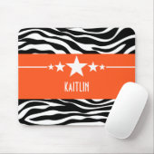 Oranje Sassy Star Zebra Mousepad Muismat (Met muis)