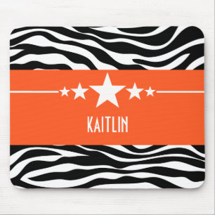 Oranje Sassy Star Zebra Mousepad Muismat