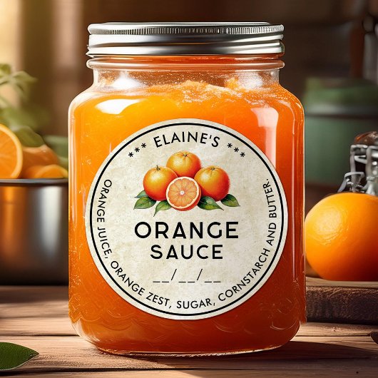  oranje saus ingrediënten inblikken label