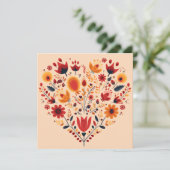 Oranje Scandinavische Hart Valentijnse Feestdagenkaart (Staand voorkant)