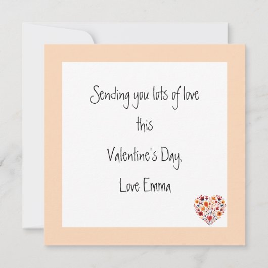 Oranje Scandinavische Hart Valentijnse Feestdagenkaart (Achterkant)