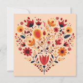 Oranje Scandinavische Hart Valentijnse Feestdagenkaart (Voorkant)