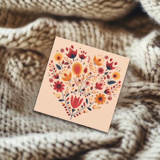 Oranje Scandinavische Hart Valentijnse Feestdagenkaart