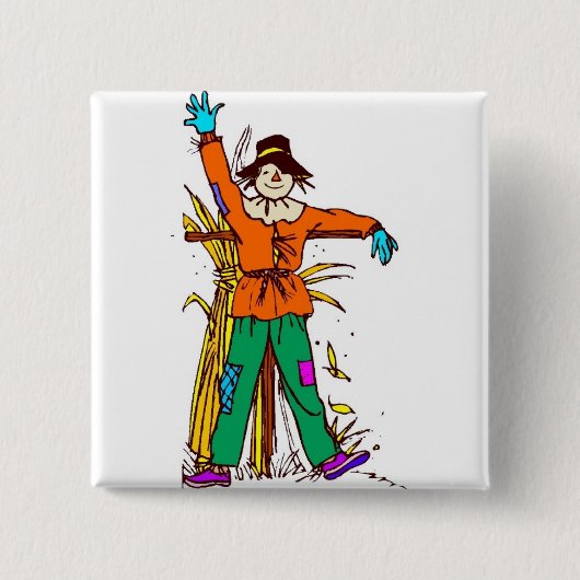 Oranje Scarecrow Vierkante Button 5,1 Cm (Voorkant)