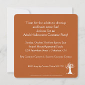 Oranje Scary Halloween Tree Party Invitation 1 Kaart (Achterkant)